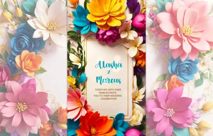 Luxury 3D Floral Wedding Invitation Instagram Story